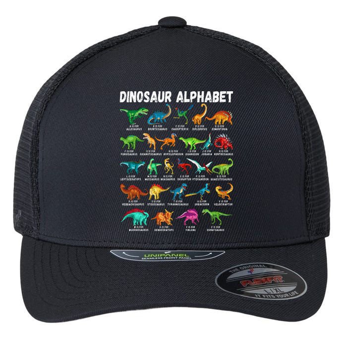 Types Of Dinosaurs Alphabet Az Abc Dino Identification Flexfit Unipanel Trucker Cap