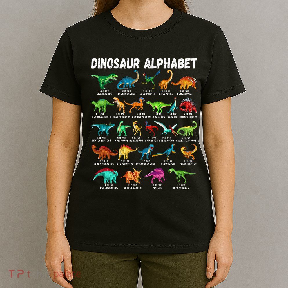 Types Of Dinosaurs Alphabet Az Abc Dino Identification T-Shirt