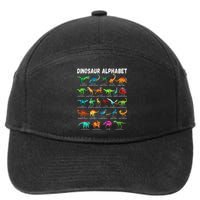 Types Of Dinosaurs Alphabet Az Abc Dino Identification 7-Panel Snapback Hat