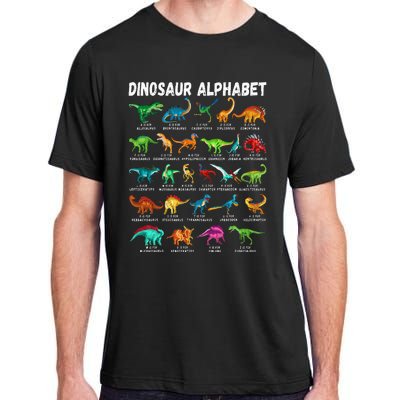 Types Of Dinosaurs Alphabet Az Abc Dino Identification Adult ChromaSoft Performance T-Shirt