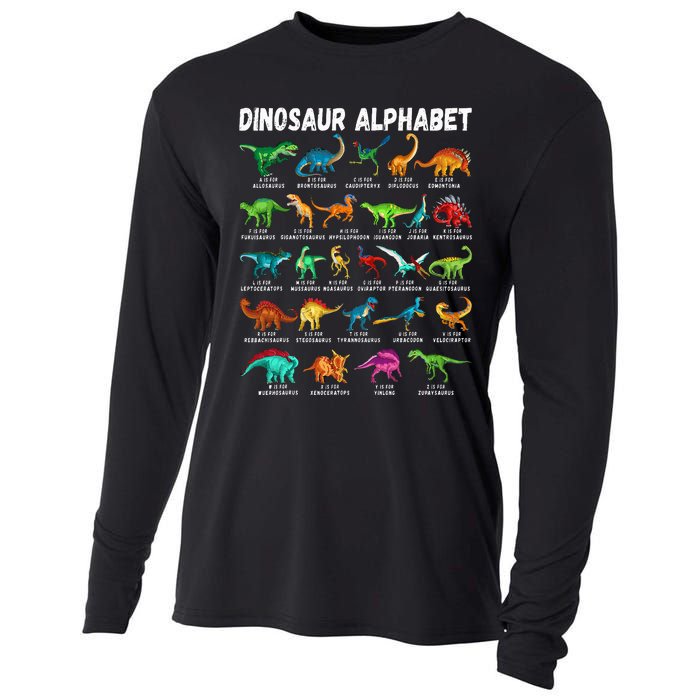 Types Of Dinosaurs Alphabet Az Abc Dino Identification Cooling Performance Long Sleeve Crew