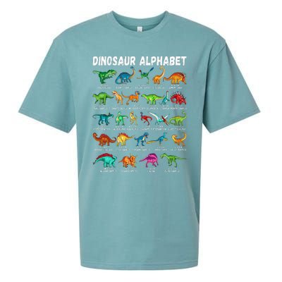 Types Of Dinosaurs Alphabet Az Abc Dino Identification Sueded Cloud Jersey T-Shirt