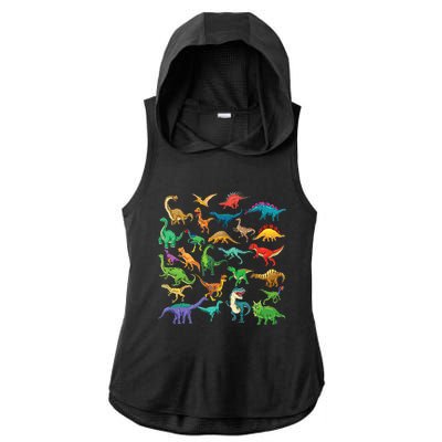 Types Of Dinosaurs Graphics Dino Identification Ladies PosiCharge Tri-Blend Wicking Draft Hoodie Tank