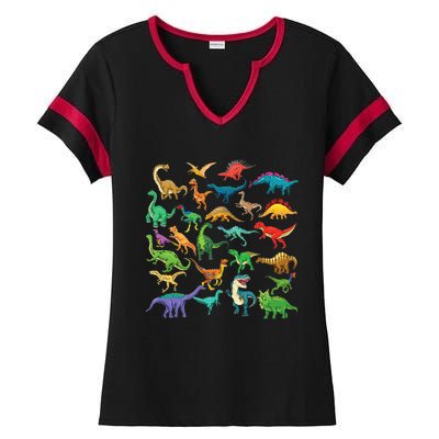 Types Of Dinosaurs Graphics Dino Identification Ladies Halftime Notch Neck Tee