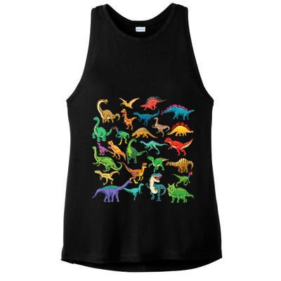 Types Of Dinosaurs Graphics Dino Identification Ladies PosiCharge Tri-Blend Wicking Tank