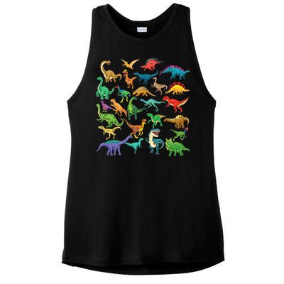 Types Of Dinosaurs Graphics Dino Identification Ladies PosiCharge Tri-Blend Wicking Tank