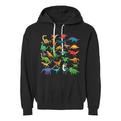 Types Of Dinosaurs Graphics Dino Identification Garment-Dyed Fleece Hoodie