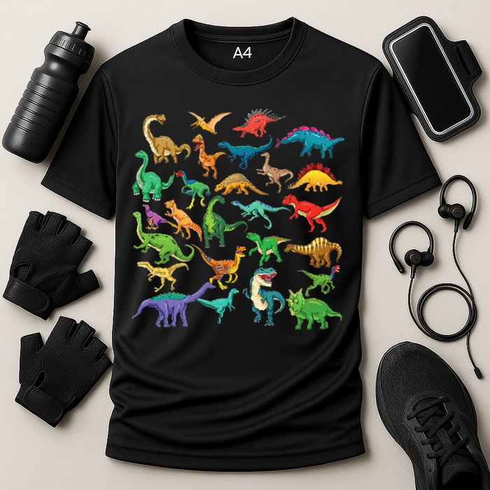 Types Of Dinosaurs Graphics Dino Identification Performance Shirt