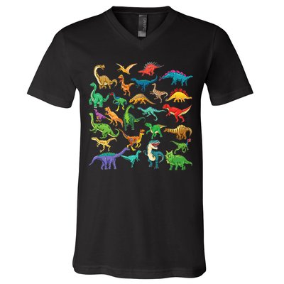 Types Of Dinosaurs Graphics Dino Identification V-Neck T-Shirt