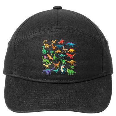 Types Of Dinosaurs Graphics Dino Identification 7-Panel Snapback Hat