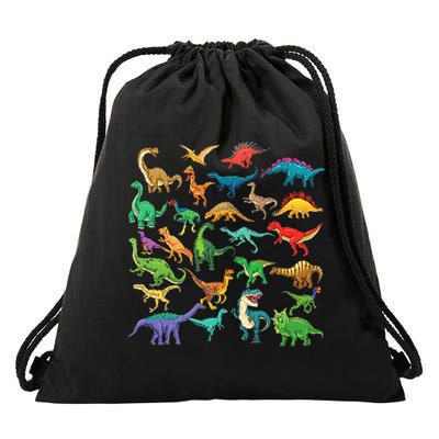 Types Of Dinosaurs Graphics Dino Identification Drawstring Bag