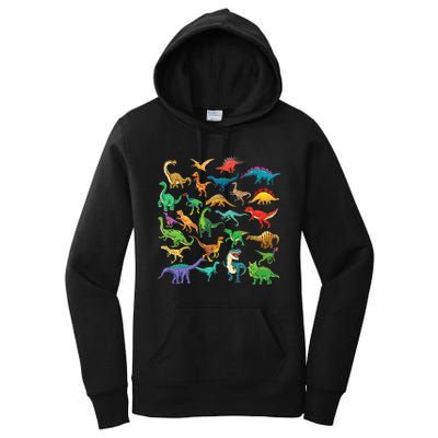 Types Of Dinosaurs Graphics Dino Identification Women's Pullover Hoodie