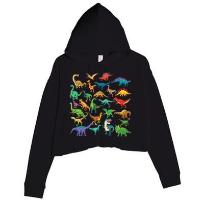 Types Of Dinosaurs Graphics Dino Identification Crop Fleece Hoodie