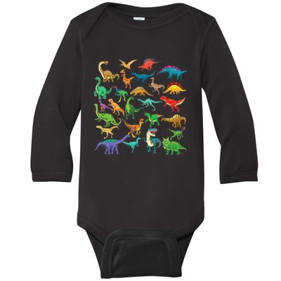 Types Of Dinosaurs Graphics Dino Identification Baby Long Sleeve Bodysuit