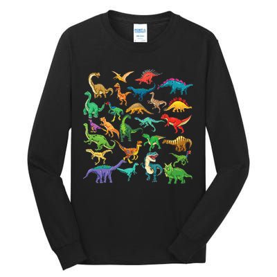 Types Of Dinosaurs Graphics Dino Identification Tall Long Sleeve T-Shirt