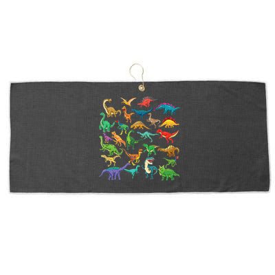 Types Of Dinosaurs Graphics Dino Identification Large Microfiber Waffle Golf Towel
