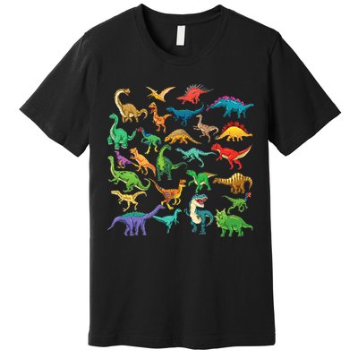 Types Of Dinosaurs Graphics Dino Identification Premium T-Shirt