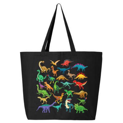 Types Of Dinosaurs Graphics Dino Identification 25L Jumbo Tote
