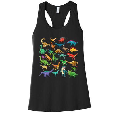 Types Of Dinosaurs Graphics Dino Identification Women's Racerback Tank