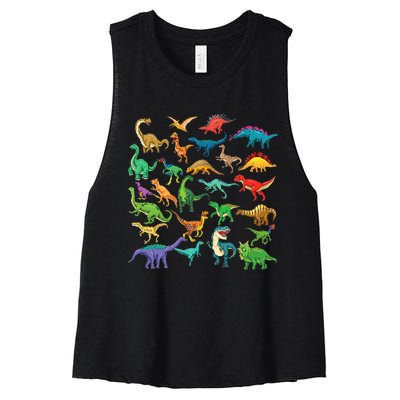 Types Of Dinosaurs Graphics Dino Identification Women's Racerback Cropped Tank