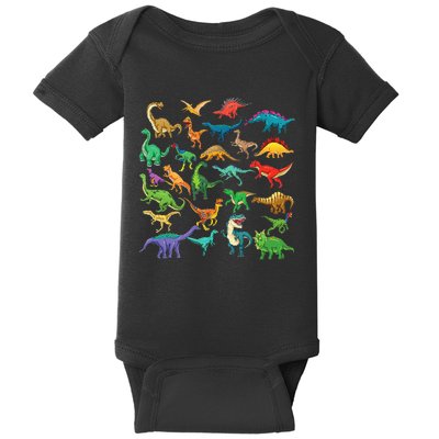 Types Of Dinosaurs Graphics Dino Identification Baby Bodysuit