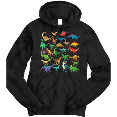 Types Of Dinosaurs Graphics Dino Identification Tie Dye Hoodie