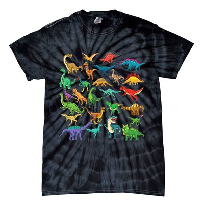 Types Of Dinosaurs Graphics Dino Identification Tie-Dye T-Shirt