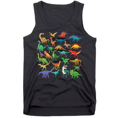 Types Of Dinosaurs Graphics Dino Identification Tank Top