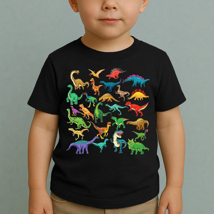 Types Of Dinosaurs Graphics Dino Identification Toddler T-Shirt