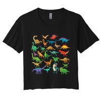 Types Of Dinosaurs Graphics Dino Identification Women's Crop Top Tee