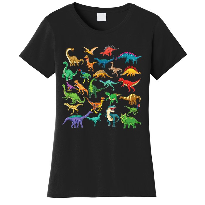 Types Of Dinosaurs Graphics Dino Identification Women's T-Shirt