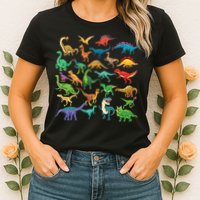 Types Of Dinosaurs Graphics Dino Identification Womens T-Shirt