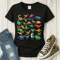 Types Of Dinosaurs Graphics Dino Identification Womens T-Shirt