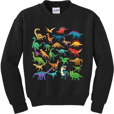 Types Of Dinosaurs Graphics Dino Identification Kids Sweatshirt