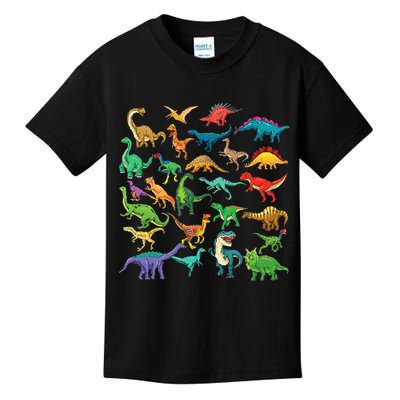 Types Of Dinosaurs Graphics Dino Identification Kids T-Shirt