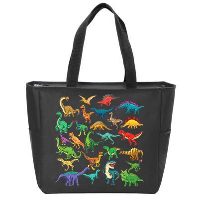 Types Of Dinosaurs Graphics Dino Identification Zip Tote Bag