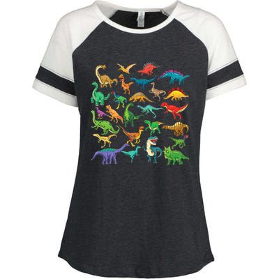 Types Of Dinosaurs Graphics Dino Identification Enza Ladies Jersey Colorblock Tee