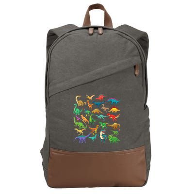 Types Of Dinosaurs Graphics Dino Identification Cotton Canvas Backpack