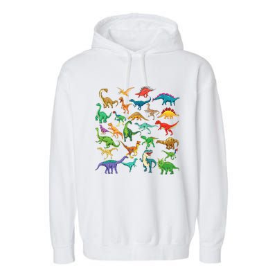 Types Of Dinosaurs Graphics Dino Identification Garment-Dyed Fleece Hoodie