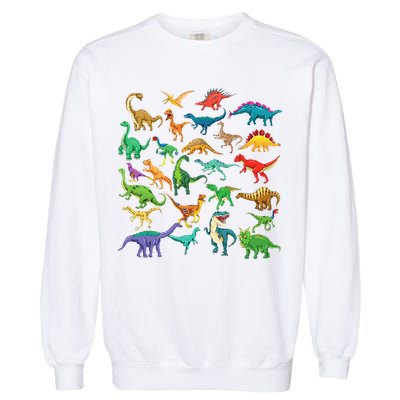 Types Of Dinosaurs Graphics Dino Identification Garment-Dyed Sweatshirt