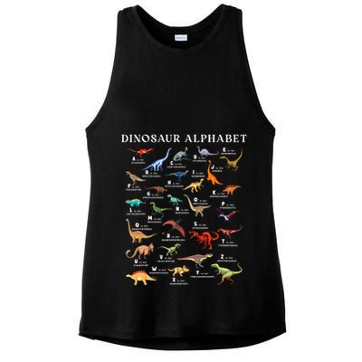 Types Of Dinosaurs Alphabet Abc Dino Identification Az Ladies PosiCharge Tri-Blend Wicking Tank