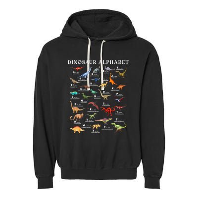 Types Of Dinosaurs Alphabet Abc Dino Identification Az Garment-Dyed Fleece Hoodie
