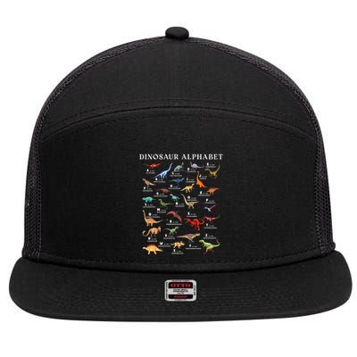 Types Of Dinosaurs Alphabet Abc Dino Identification Az 7 Panel Mesh Trucker Snapback Hat