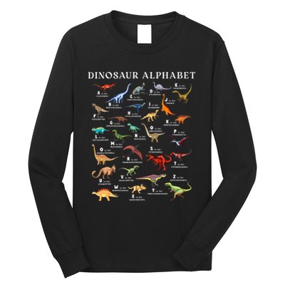 Types Of Dinosaurs Alphabet Abc Dino Identification Az Long Sleeve Shirt