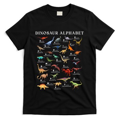 Types Of Dinosaurs Alphabet Abc Dino Identification Az T-Shirt