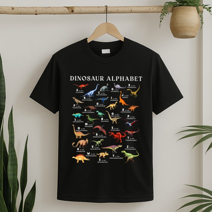 Types Of Dinosaurs Alphabet Abc Dino Identification Az T-Shirt