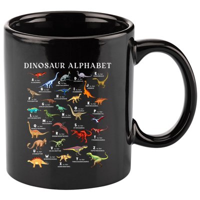 Types Of Dinosaurs Alphabet Abc Dino Identification Az 11oz C Handle Ceramic Mug