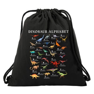Types Of Dinosaurs Alphabet Abc Dino Identification Az Drawstring Bag