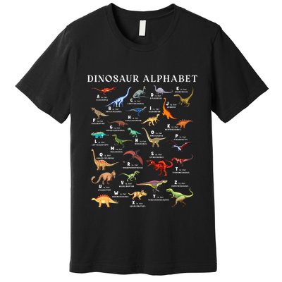 Types Of Dinosaurs Alphabet Abc Dino Identification Az Premium T-Shirt