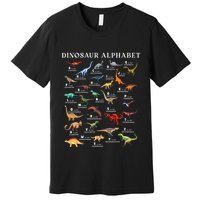 Types Of Dinosaurs Alphabet Abc Dino Identification Az Premium T-Shirt